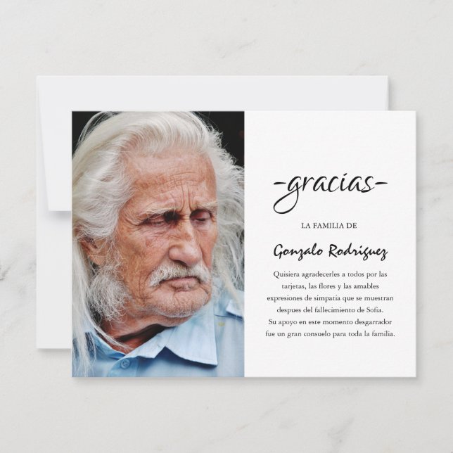 Cartão De Agradecimento Gracias Simpatia | Foto de simpatia espanhola (Frente)