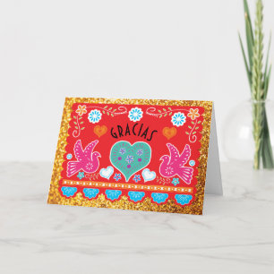 Cartão De Agradecimento Gracias Thank you note card Papel Picado