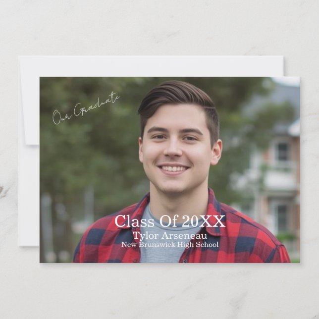 Cartão De Agradecimento  Grad Party Photo Calligraphy Personalize (Frente)