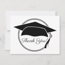 Cartão De Agradecimento Gráde de Graduação Preto e Branco Obrigado