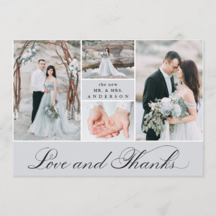 Cartão De Agradecimento Grade Elegante   4 Casamento Fotográfico Obrigado