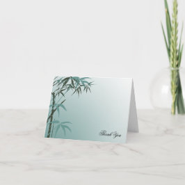 Cartão De Agradecimento Gradiente Azul-Verde Bambu Natural Casamento Agrad