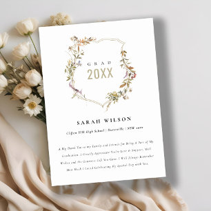Cartão De Agradecimento Graduação Chic Dusky Pink Blush Wildflower Crest