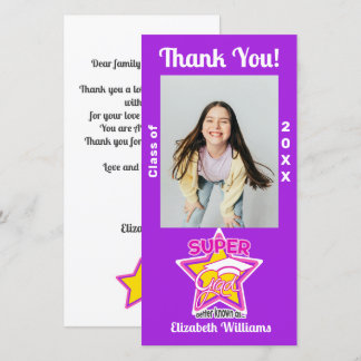 Cartão De Agradecimento Graduação Chic Super Formando Rosa Editável