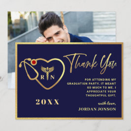 Cartão De Agradecimento Graduação da Escola de Enfermagem Moderna Azul-Mar