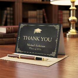 Cartão De Agradecimento Graduação da Imagem Vintage Elegante Obrigado