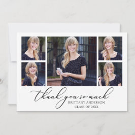 Cartão De Agradecimento Graduação de 5 Fotos para Script de Tinta Moderna 