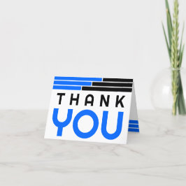 Cartão De Agradecimento Graduação de Bares Azuis e Pretos Obrigado