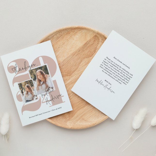 Cartão De Agradecimento Graduação de Colagem de Foto Ano 2 de Classe Simpl (Criador carregado)