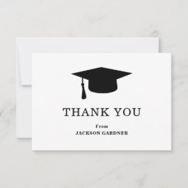 Cartão De Agradecimento Graduação de Conselho de morteiro preto e branco s