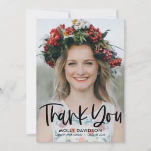 Cartão De Agradecimento Graduação de COR EDITABLE de Tipo Adorável Obri