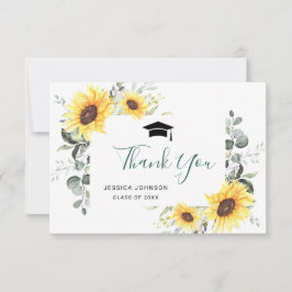 Cartão De Agradecimento Graduação de Folhagem Eucalyptus Sunflower Elegant