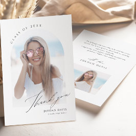 Cartão De Agradecimento Graduação de Foto com Arch 2 de Script Elegante Si