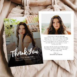 Cartão De Agradecimento Graduação de Foto com Letra de Escova Moderna Grad