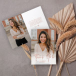 Cartão De Agradecimento Graduação de Foto com Script 2 Dourado Moderno do<br><div class="desc">Um Cartões de agradecimentos de Graduação de Foto com Script 2 Dourado Moderno com cheio de fonte manuscrito fotografa retrato de sangria na frente com nome e detalhes de graduação. O dentro tem uma segunda foto e obrigado da mensagem do formando. Clique no botão editar para personalizar este design.</div>