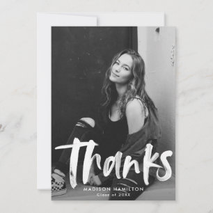 Cartão De Agradecimento Graduação de Foto com Tromboses Rosa Quente abstra