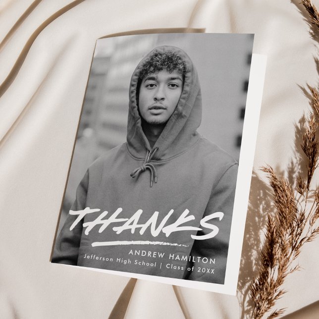 Cartão De Agradecimento Graduação de Foto Dash Moderna (Criador carregado)