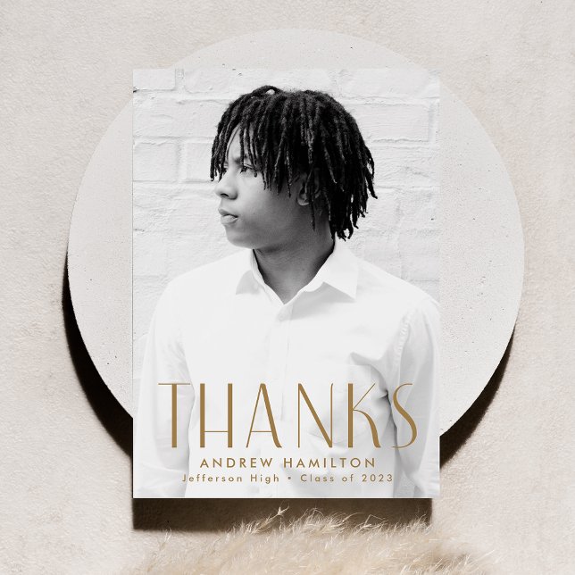 Cartão De Agradecimento Graduação de Foto de Brass de Simplicidade Moderna (Criador carregado)