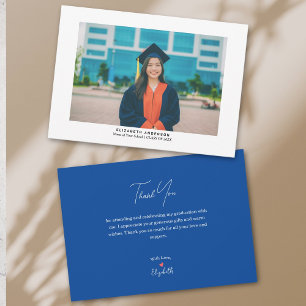 Cartão De Agradecimento Graduação de Foto de Formando de Script Minimalist