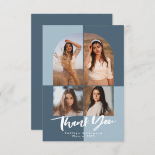 Cartão De Agradecimento Graduação de Foto do Arco Azul Moderno 4