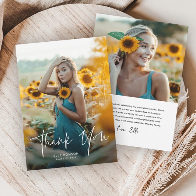 Cartão De Agradecimento Graduação de Foto do Script Moderno 2 (Criador carregado)