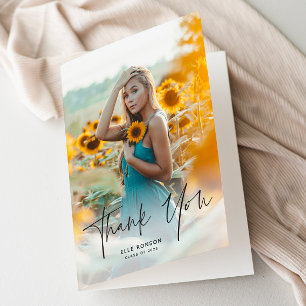 Cartão De Agradecimento Graduação de Foto do Script Moderno 2