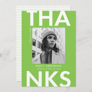 Cartão De Agradecimento Graduação de Foto do Verde limão de Formando Negri