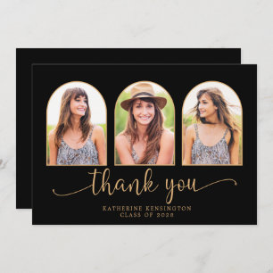 Cartão De Agradecimento Graduação de Foto Dourada 3 em Arco Moderno