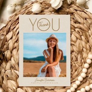 Cartão De Agradecimento Graduação de Foto Elegante Moderna