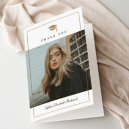 Cartão De Agradecimento Graduação de Foto Elegante Simples