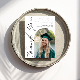 Cartão De Agradecimento Graduação de Foto em Arco Casual Moderno Preto