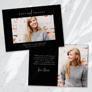 Cartão De Agradecimento Graduação de Foto Mínima de Script Moderna