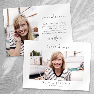 Cartão De Agradecimento Graduação de Foto Mínima de Script Moderna