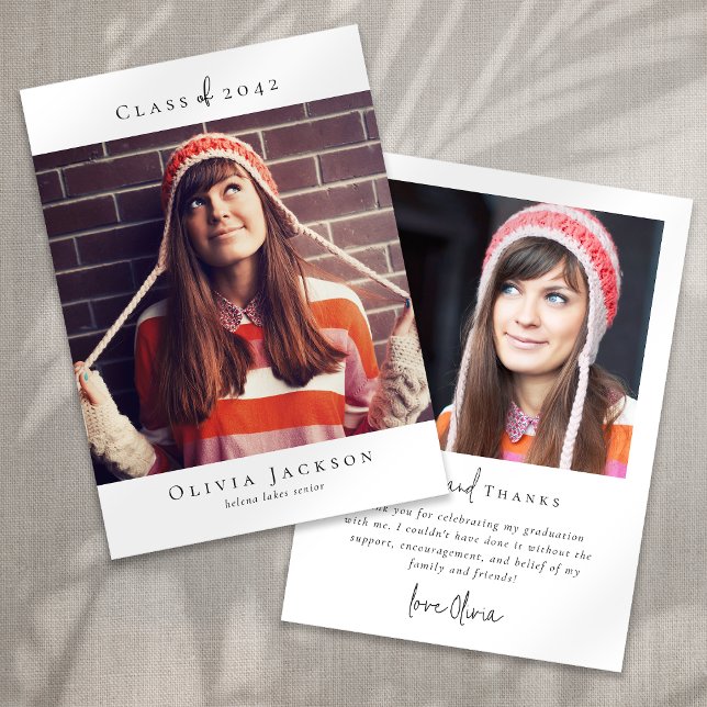 Cartão De Agradecimento Graduação de Foto Mínima de Script Moderna (Criador carregado)