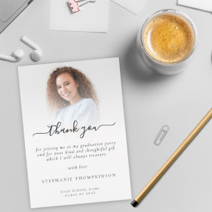 Cartão De Agradecimento Graduação de Foto Moderna Minimalista 2022