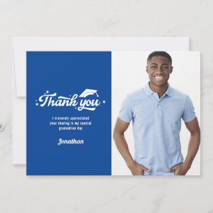 Cartão De Agradecimento Graduação de Foto Obrigado Azul