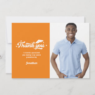 Cartão De Agradecimento Graduação de Foto Obrigado Laranja