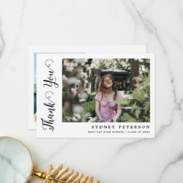 Cartão De Agradecimento Graduação de Foto Simples 2 Moderna de Script Eleg