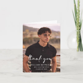 Cartão De Agradecimento Graduação de Foto Simples de Script Moderno
