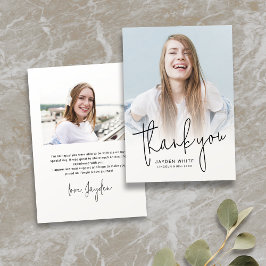 Cartão De Agradecimento Graduação de Foto Simples de Script Moderno 2