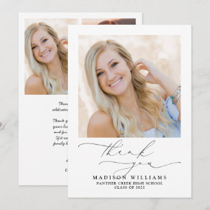 Cartão De Agradecimento Graduação de Foto Simples Elegante 3