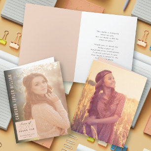 Cartão De Agradecimento Graduação de Foto Simples Quadrada Moderna Minimal