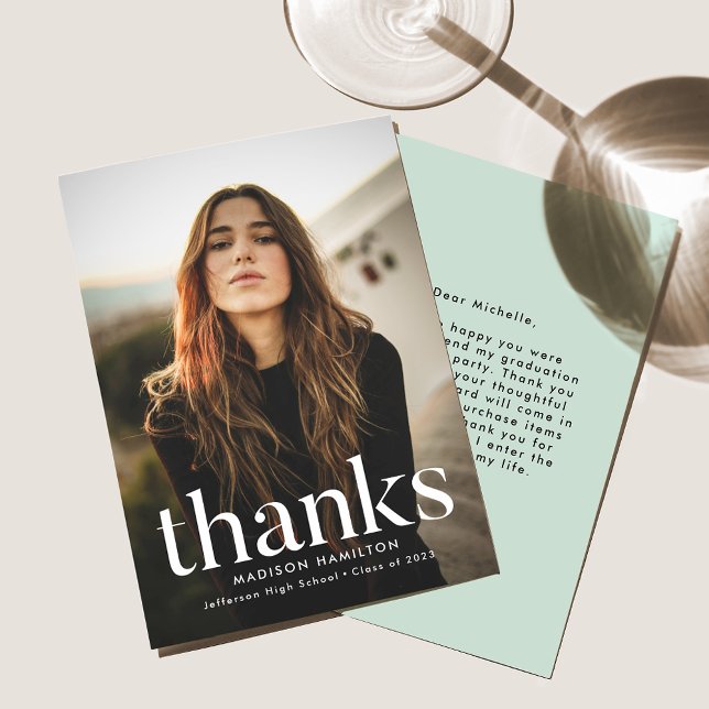 Cartão De Agradecimento Graduação de Foto Verde de Casa Verde Refinada (Criador carregado)