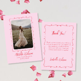 Cartão De Agradecimento Graduação de Foto Vermelha e Cor-de-rosa Chic Dese