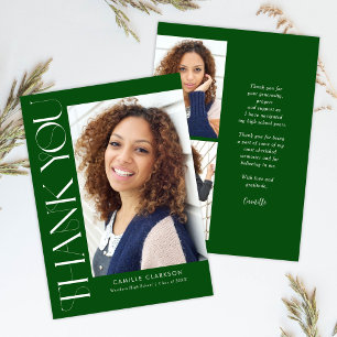 Cartão De Agradecimento Graduação de Foto Vertical Moderna Elegante