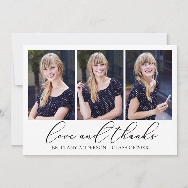 Cartão De Agradecimento Graduação de Fotografias com Script de Tinta Moder (Frente)