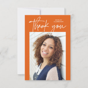 Cartão De Agradecimento Graduação de Fotografias Moderna do Orange Budget