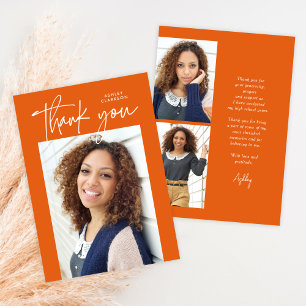 Cartão De Agradecimento Graduação de Fotografias Moderna do Orange Budget