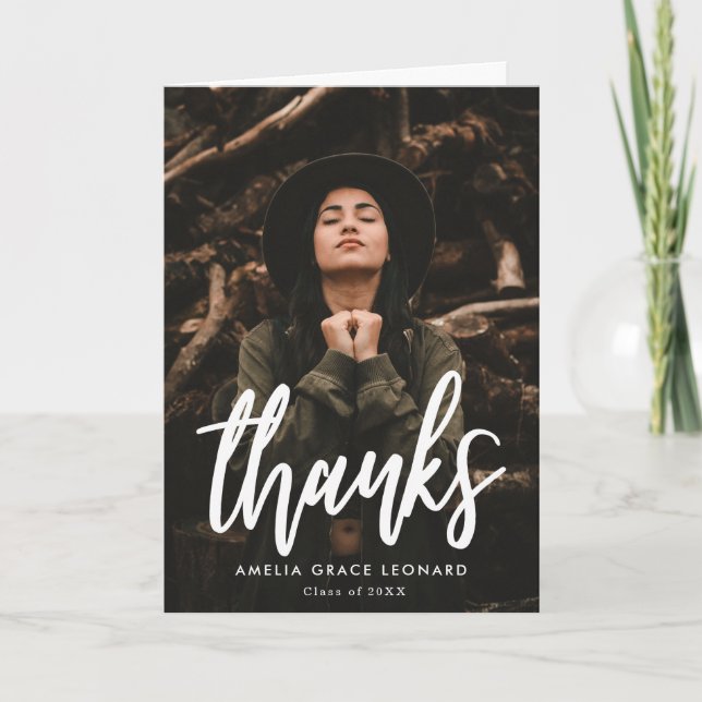 Cartão De Agradecimento Graduação de Fotos com Script (Frente)