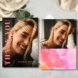 Cartão De Agradecimento Graduação de Fotos Cor-de-Rosa e Laranja do Forman